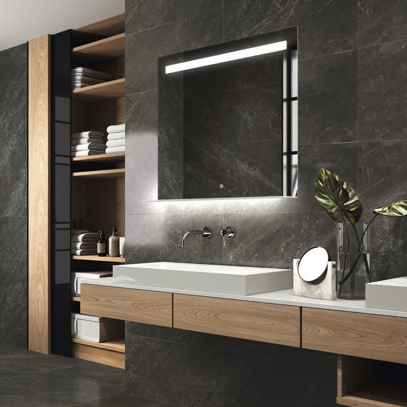 Bathroom Rectangle LED Wall Mirror RONDA 32", 35.4"H x 35.4W