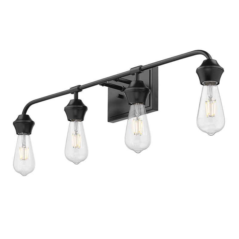 Éclairage pour meuble-lavabo à intensité variable Alessandra, Noir mat, 4, Pas d'ombre