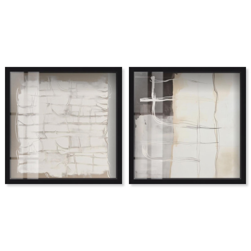 Décoration murale Neutral Luxe Harmony Set Shadowbox par Art Remedy, H 13 po x l 13 po, Noir