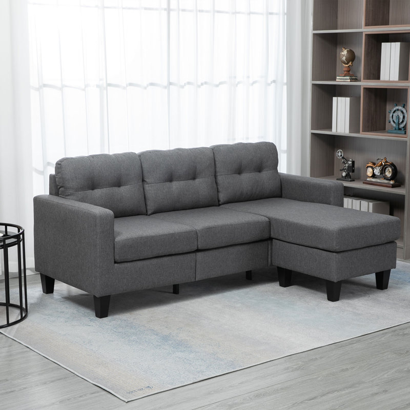 Canapé à accoudoirs carrés 76,8 po Baliny, Polyester 100 % gris foncé