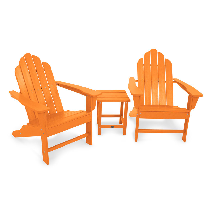 POLYWOOD Long Island Adirondack 3-Piece Set, Tangerine