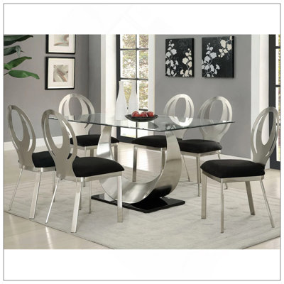 Ensemble de 2 chaises d'appoint en microfibre et en métal avec sièges rembourrés confortables et finition plaquée satinée durable en argent et noir