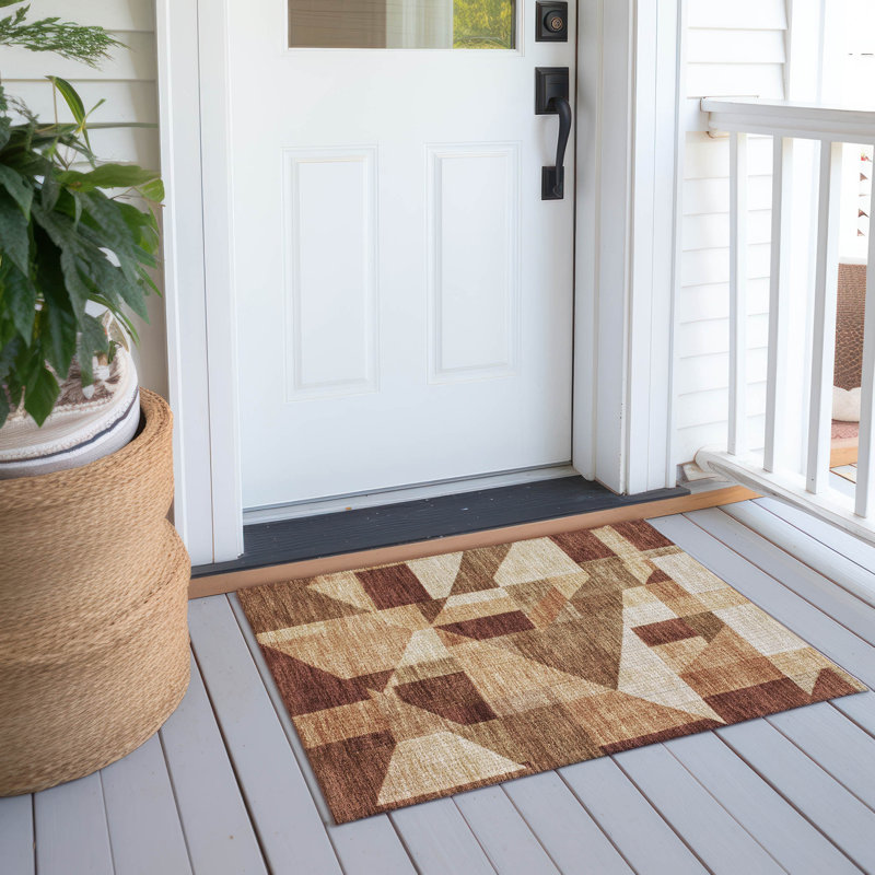 Machine Washable Indoor/Outdoor Jadiel ACN2365 Geometric Rug, Rectangle 1'8" x 2'6"