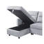 Canapé-lit modulaire réversible en velours gris avec poche latérale et rangement. Sièges rembourrés de mousse, ressorts. 81,5 po x 60 po x 33,5 po, support à ressorts de 179 lb. 81,5 po x 60 po, 33,5 po