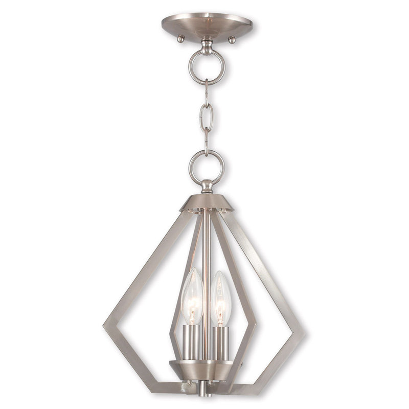 Lustre géométrique à 2 lumières Cathelijne, Nickel brossé