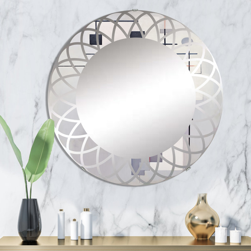 Millais - Miroir mural moderne rond, 32 po x 32 po