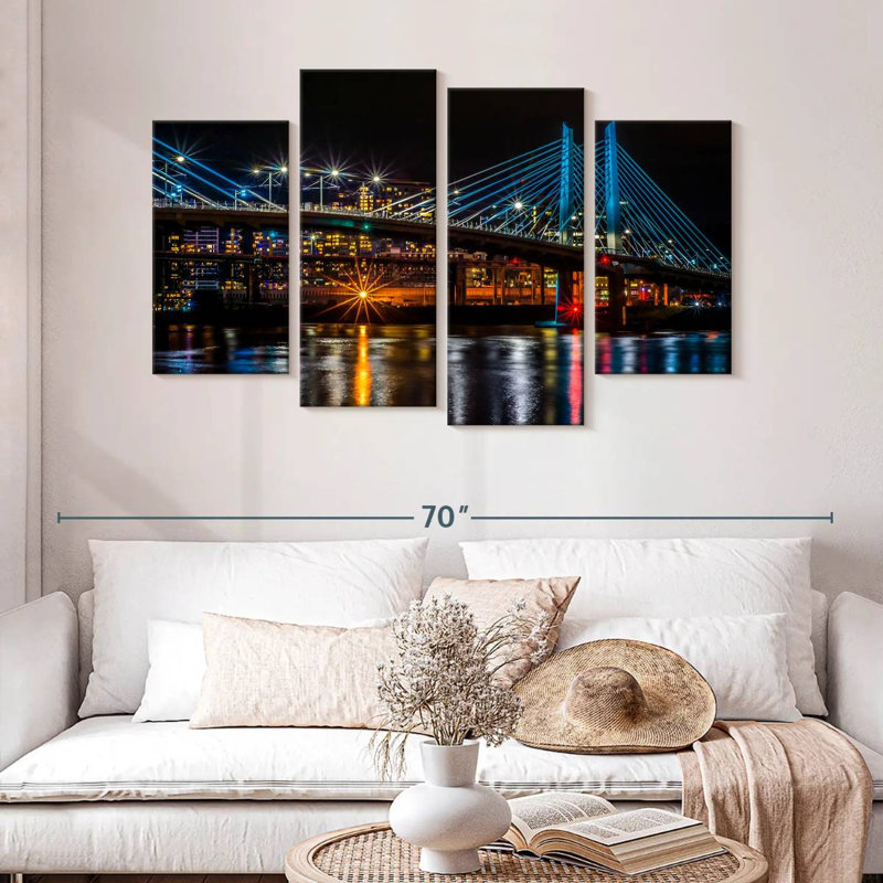 Lumières de la ville de Nicci, Oregon Bridge, H 32 po x l 52 po