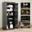 Armoire de rangement de 71 po de hauteur, armoire de rangement haute avec 6 portes et tablettes réglables, armoire de rangement Farmhouse noire-709934512