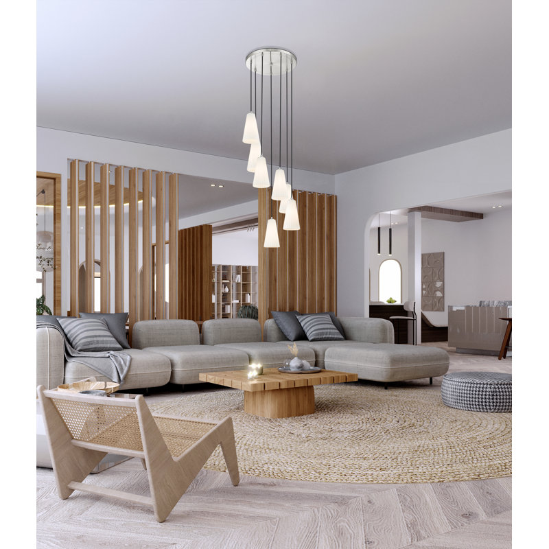 Lustre 5 lumières Ceinture, Nickel brossé, H 11 po x l 18 po x P 18 po