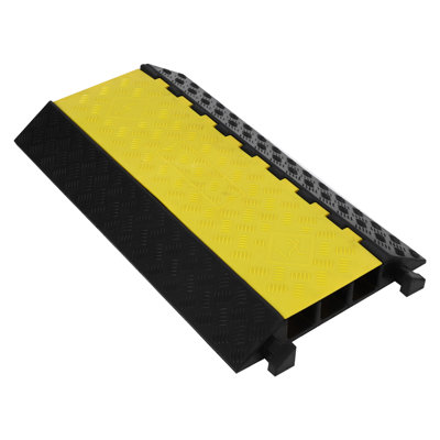 Rampe de protection de câble en caoutchouc robuste à 3 canaux - capacité de charge de 28 000 lb - Couvre-cordon de fil de plancher d'allée durable, ralentisseur antidérapant pour asphalte, béton, gravier, taille: 94,5 x 50 x 8 cm