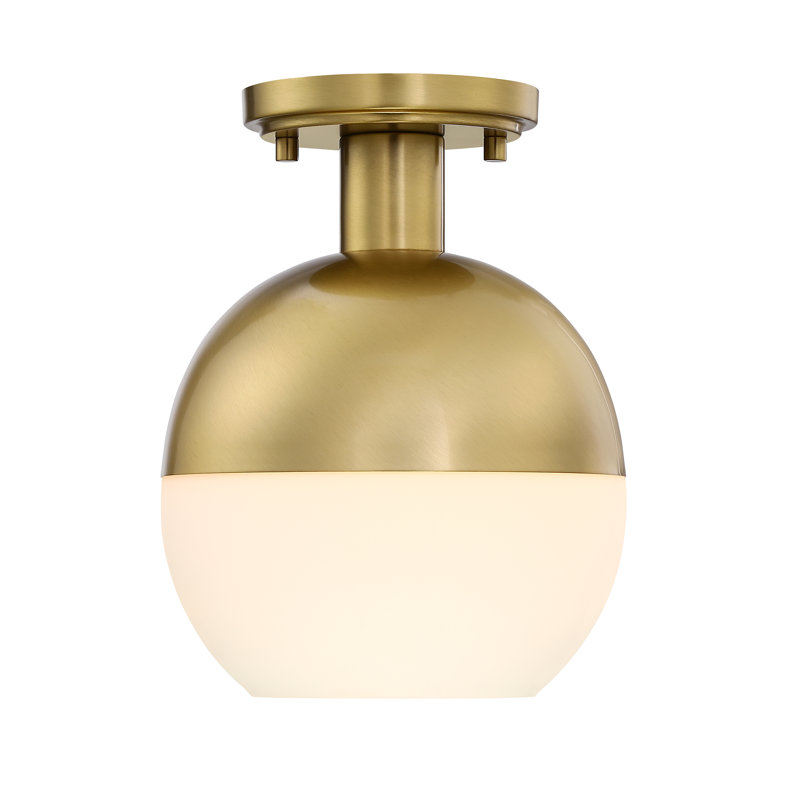 Plafonnier semi-encastré Mid-Century 1 lumière Schoch, Or brossé