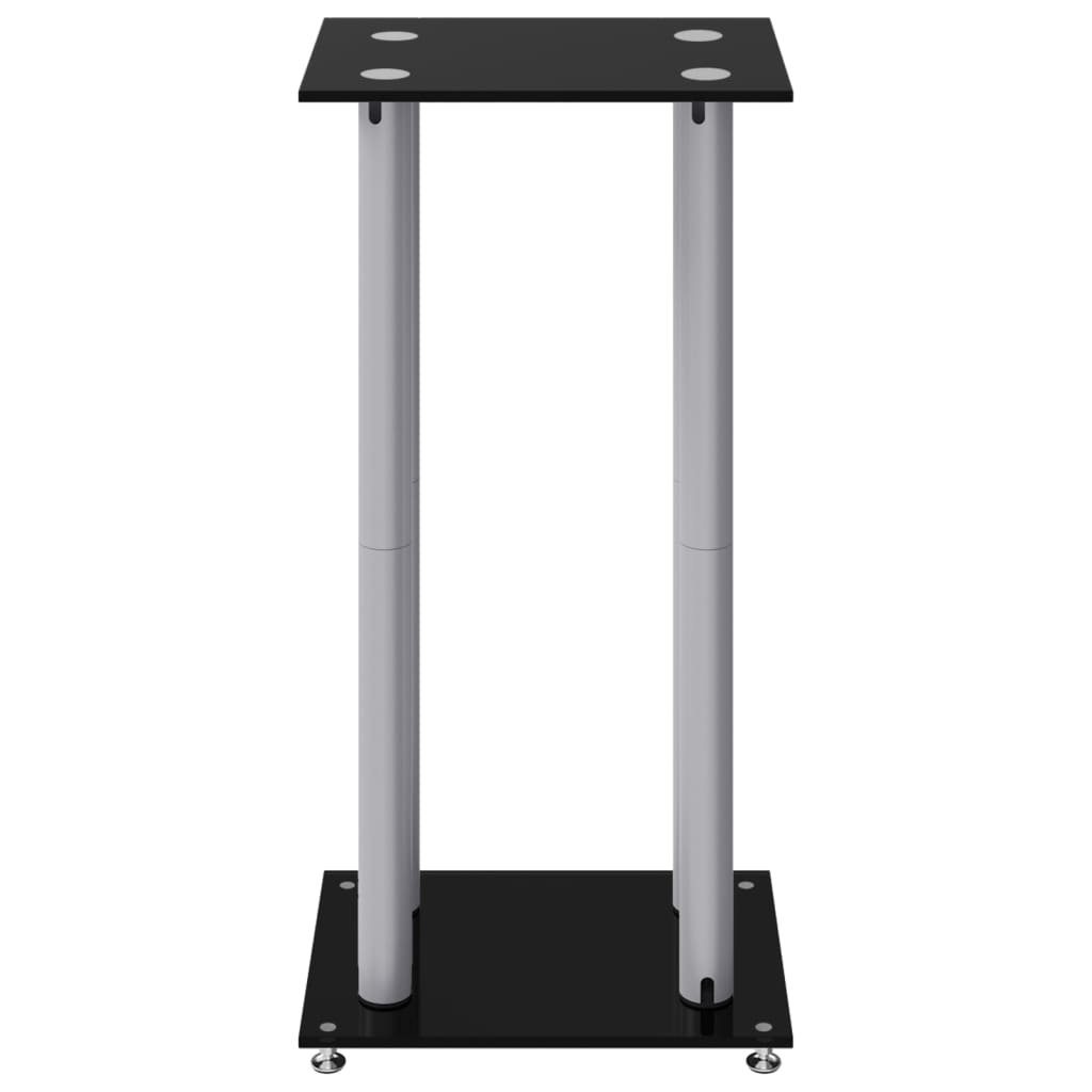 Vidaxl Speaker Stands 2 Pcs Black&Silver Tempered Glass 4 Pillars Design