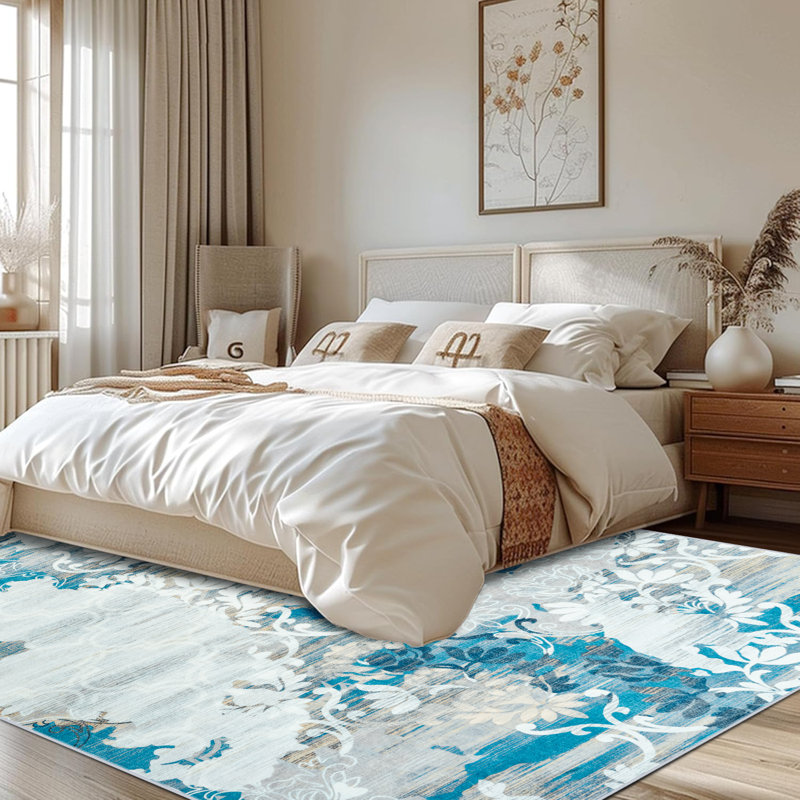 Large Living Room Area Rug Soft Abstract Farmhouse Rugs For Bedroom Under Dining Table, Rectangle 6' x 9'