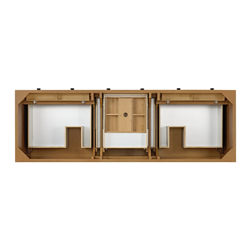 Malibu 72'' W Double Vanity, Charcoal Soapstone, Widespread, Amber Birch