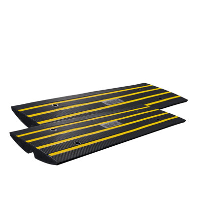 VEVOR Heavy Duty Rubber Curb Ramp for Driveway (2-Pack) - High Load Capacity Sidewalk Bridge with Cable Channel