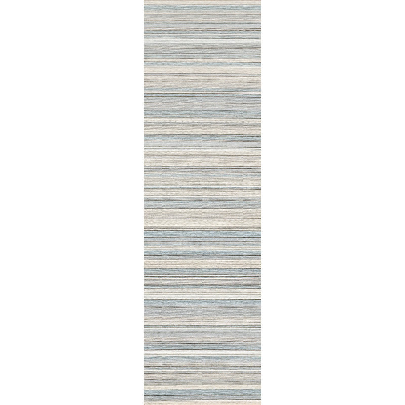 Tapis intérieur / extérieur bleu / beige / gris Kopp, Tapis de couloir : 2 pi 2 po x 7 pi 7 po