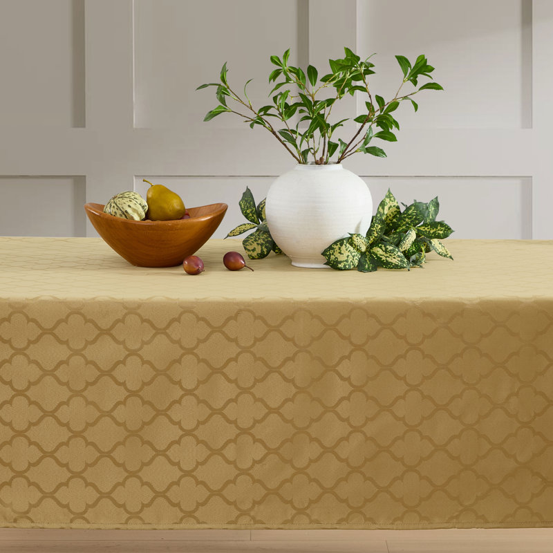 Sarok Rectangle Geometric Jacquard Tablecloth, 70" L x 52" W, Gold