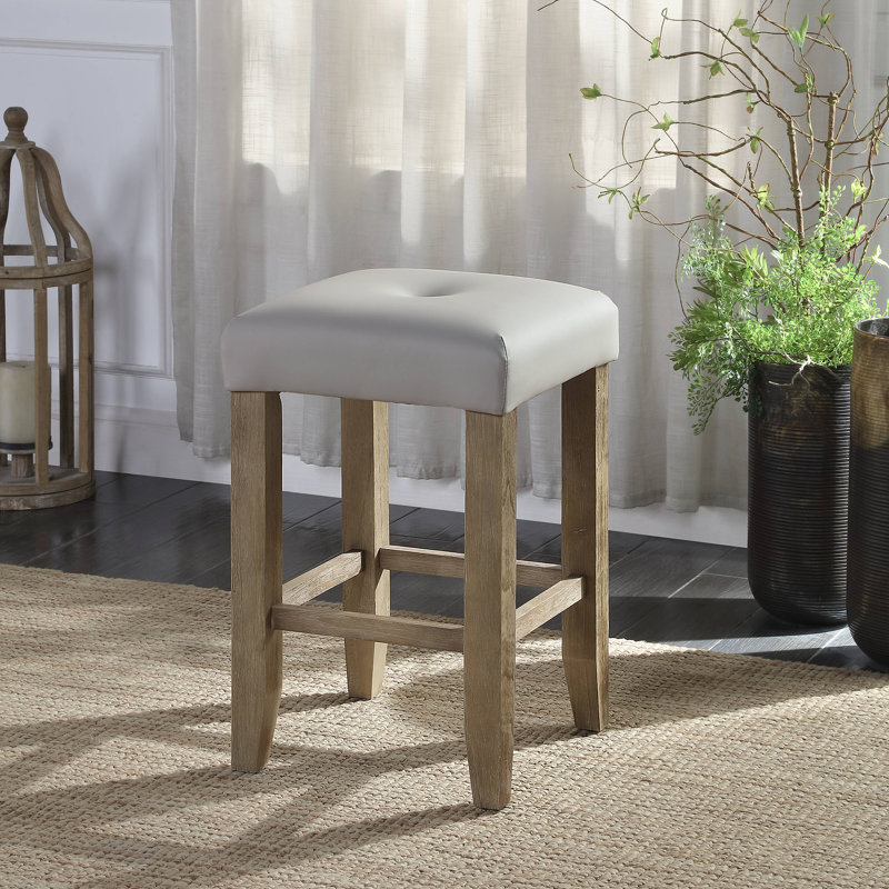 Tabouret à hauteur de comptoir en cuir synthétique gris et chêne (ensemble de 2)