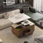 Table basse relevable avec tabourets et rangement