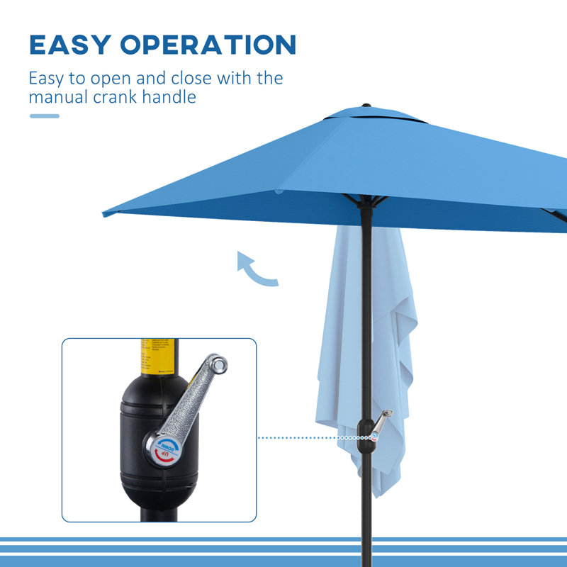 Parasol de balcon extérieur demi-parasol 8 pi, Bleu clair