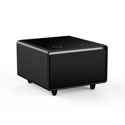 Black Rectangular Smart Table With Fridge, Wireless Charging, Ports, And Outlet Protection Refrigerator, , Power Outlets