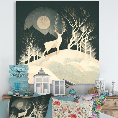«Majestic Deer In The Winter Woods II», art animalier sur toile