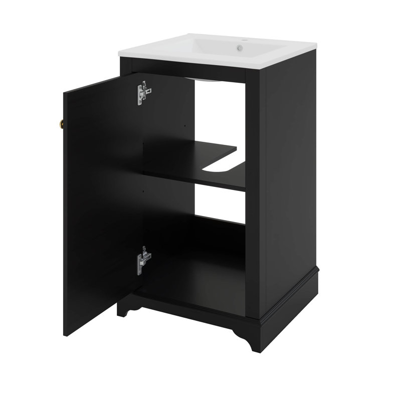 Meuble-lavabo de 20 po avec lavabo, porte à fermeture douce et tablette réglable, 20"