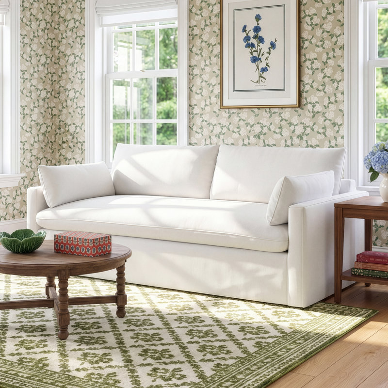 Luna Slipcovered Queen Sleeper Sofa, Cruise Adrift