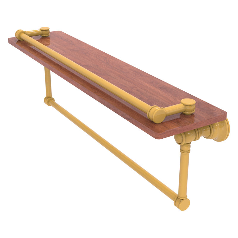 Carolina Floating Shelf with Towel Bar, Spanish Gold