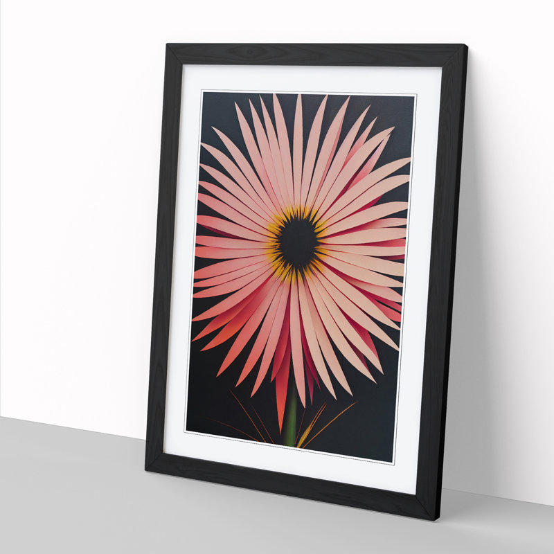CAN-V0523-1743X Paper Chrysanthemum Flower 1 Piece Wrapped Canvas Wall Art, 34cm H x 25cm W x 2cm D, Oak
