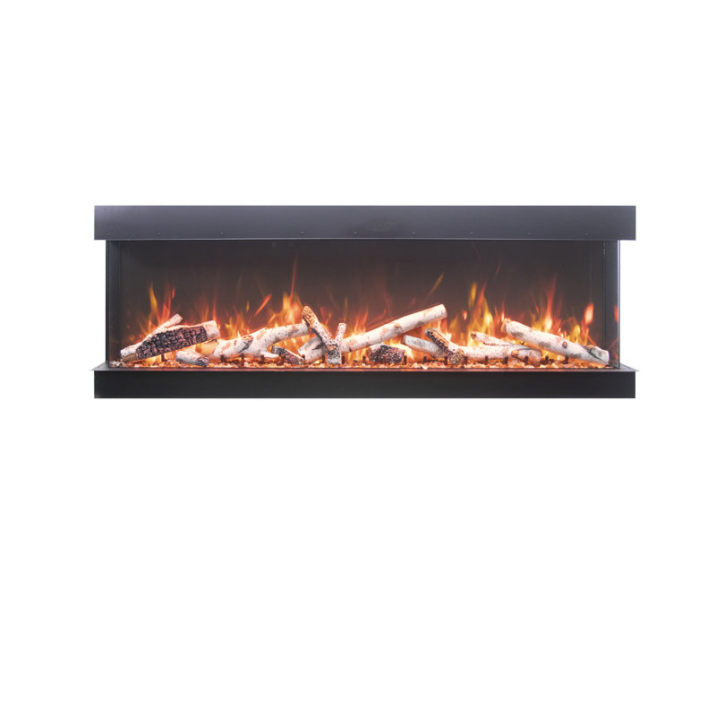 Extra Tall Black Electric Fireplace with Driftwood Media Kit