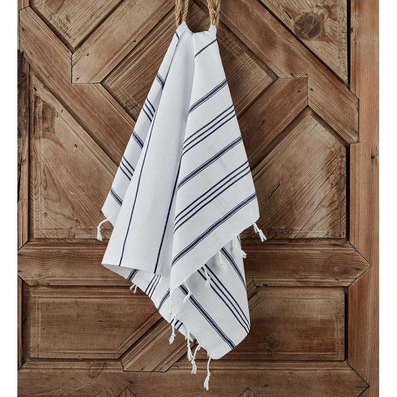 Débarbouillette 100% coton, Bleu foncé / Blanc
