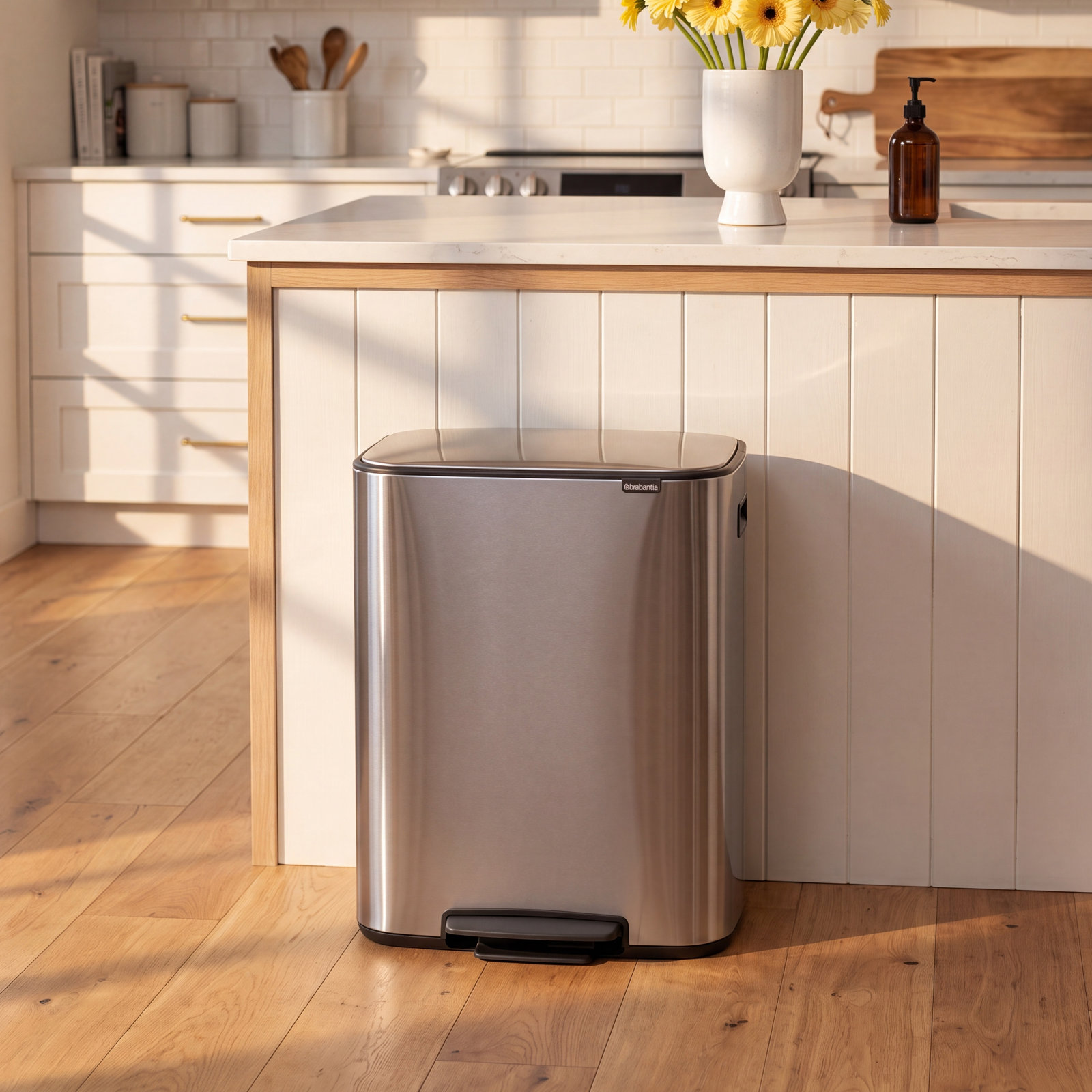 Brabantia Bo Step Dual Recycling Can, Matte Steel Fingerprint Proof