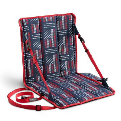 Siège de stade chauffant ARDEN, pliable, léger avec sangle de transport, coussin en mousse pour le confort, réglable, support pour le dos, utilisation multifonctionnelle comme siège de stade ou coussin de siège, patriotique
