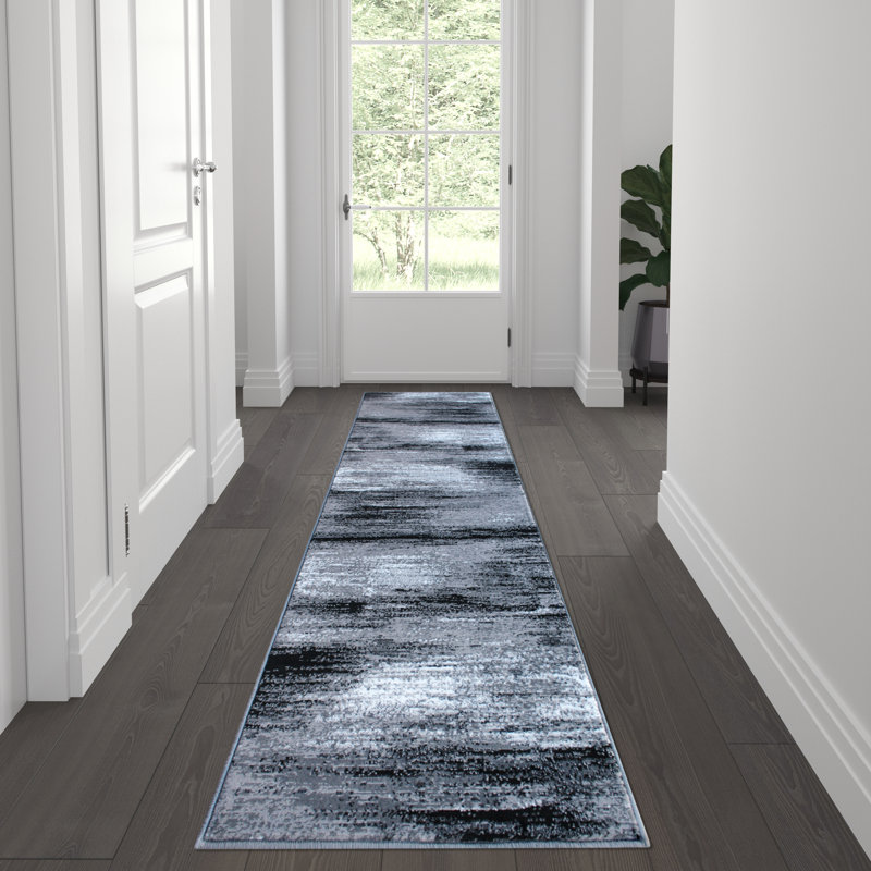 Alexavior Gray Abstract Style Scraped Pattern Accent Area Rug, Runner 2' x 7'