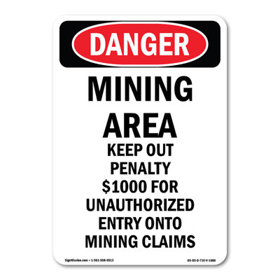 Portrait Mining Area Keep Out Decal 14" X 10"