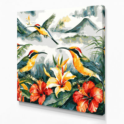 Hawaiian Hawaiian Honeycreepers, art sur toile gris