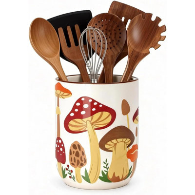 Mushroom Ceramic Ware Rack, A Practical Rural Ware Jar, Kitchen Storage Decoration, Is Very Suitable For Storing Cooking Tools And Tableware. It Is A Large Jar That Keeps Things In Order And Is Suitable For Countertops