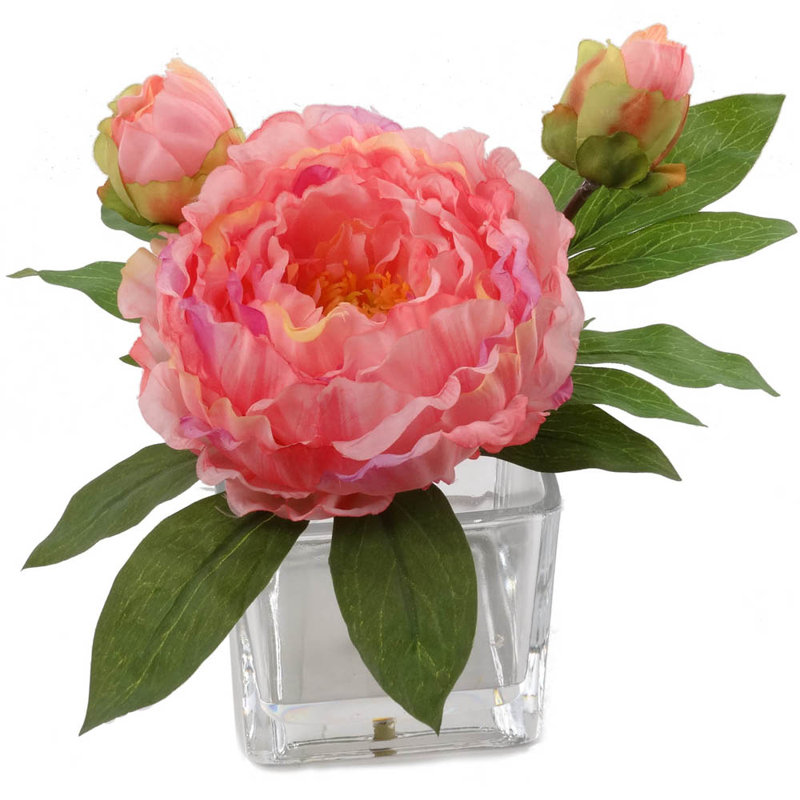 Arrangement floral pivoines en soie artificielle, Rose
