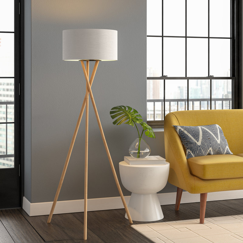 Kennerson 60.2'' Tripod Floor Lamp with Outlet, White