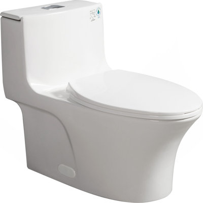Toilette monobloc 1,1 / 1,60 GPF à double chasse, siège allongé au plancher à hauteur confortable économiseur d'eau, siège à fermeture douce, carte de chasse 1000 grammes
