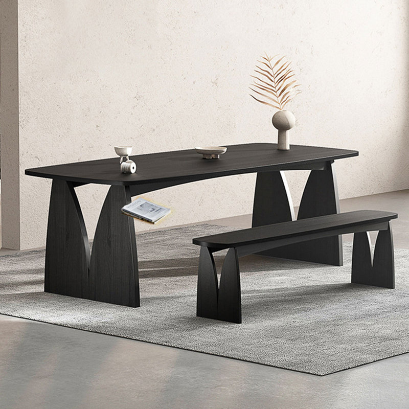 Rectangular Solid Wood Dining Table, 29.53"H x 62.99"L x 27.56"W, Black