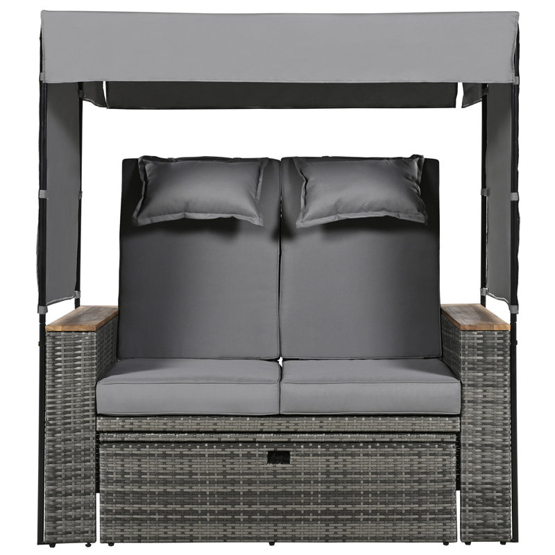 Outdoor With Adjustable - Grey Poolside Daybed Soft Cushions, Gray Cushion/Gray Frame