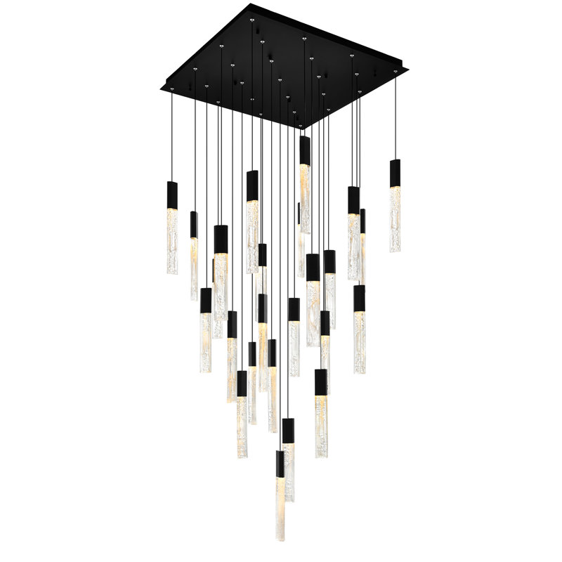 Fernada 25 - Light Dimmable LED Square Chandelier, Black