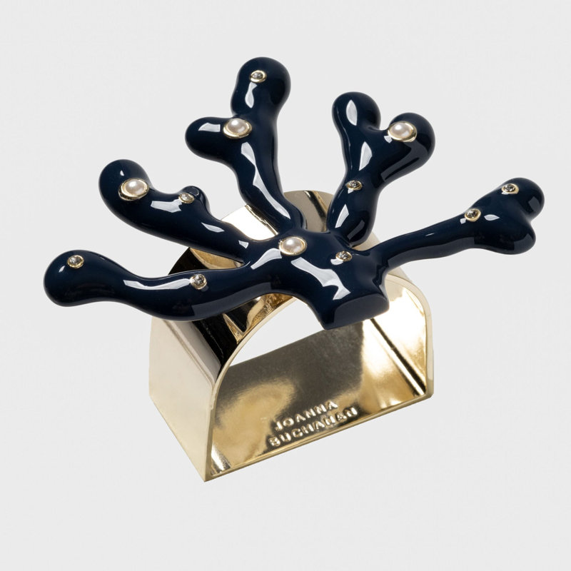 Coral Napkin Rings, Navy/Shiny Gold