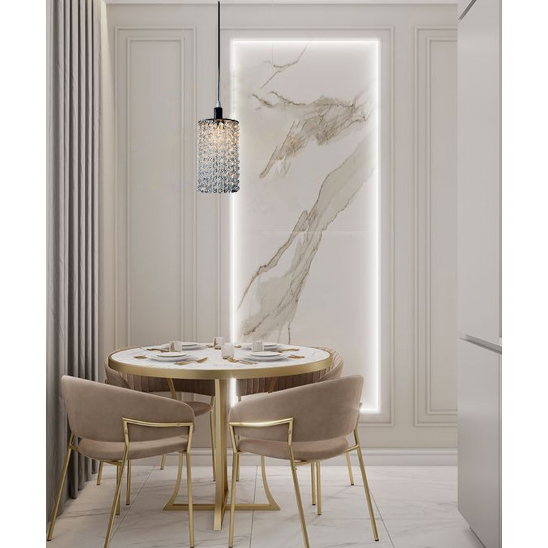 1-Light Chrome Pendant With Clear Crystal Accents