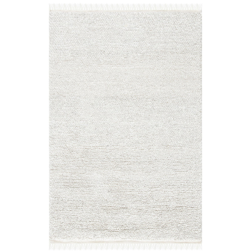 Tapis beige à poil long en laine Wyly, Rectangle de 3 pi x 5 pi