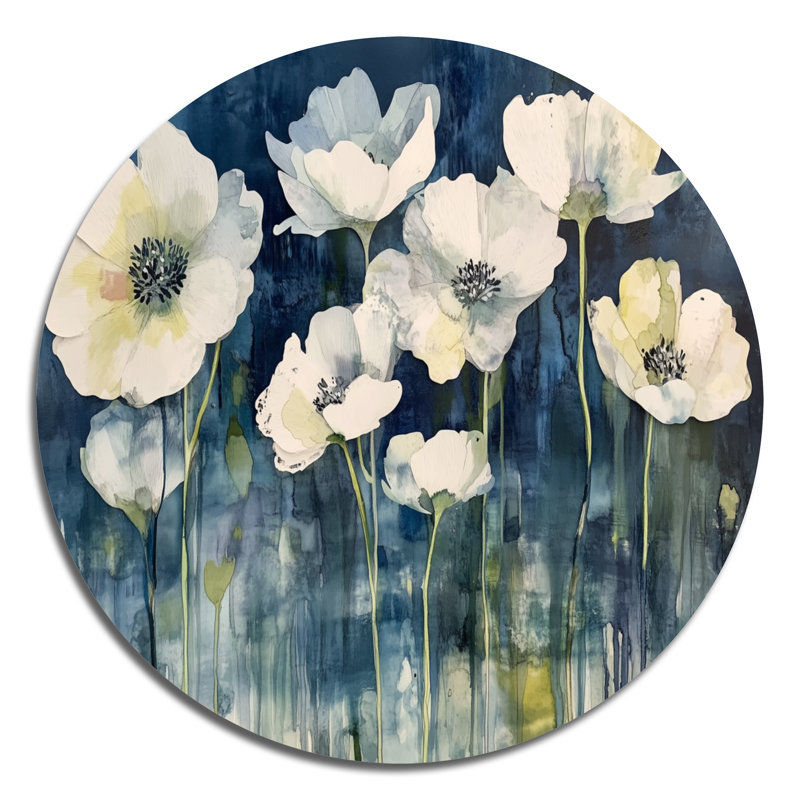 «Spring Garden Explosion - Paysages», art mural rond en métal, L 23 po x H 23 po