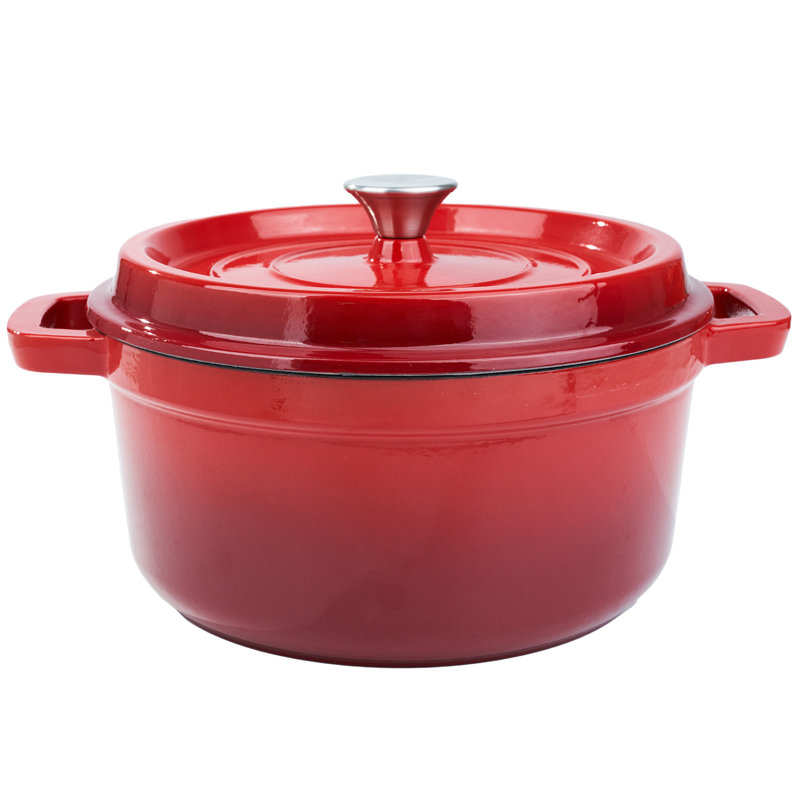 Faitout en fonte émaillée avec couvercle, cocotte en fonte à deux poignées pour la cuisson du pain, la cuisson, batterie de cuisine antiadhésive recouverte d'émail
