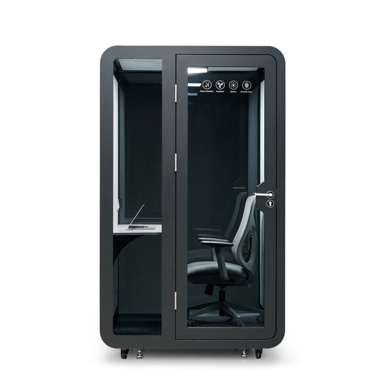 Grande cabine de réunion modulaire noire pour personne
